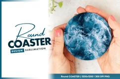 Circular View of Ocean Waves in Shades Round Coaster Product Image 1