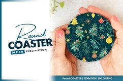 Festive Christmas Pattern in a Round Coaster Png Product Image 1