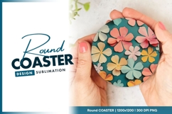 Colorful Paper Flowers Arrangement on Teal Round Coaster Png Product Image 1