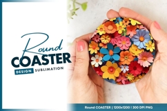 Colorful Paper Flowers Arrangement Inside a Round Coaster Product Image 1