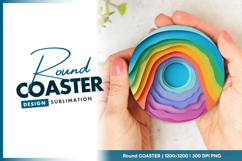 Rainbow paper cut layers round coaster png Product Image 1