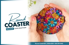 Colorful Floral Arrangement in a Round Coaster Png Product Image 1