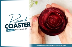 Close-up of a Red Rose with Water Droplets Round Coaster Product Image 1