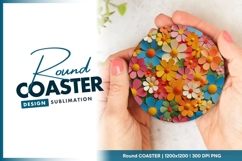 Colorful Paper Flowers in a Circle Round Coaster Png Product Image 1