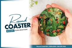 Tropical Jungle Scene with Toucans Round Coaster Design Product Image 1