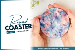 Watercolor Floral Design in Circle with Round Coaster Png Product Image 1