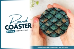 Teal and Bronze Dragon Scale Pattern Round Coaster Png Product Image 1