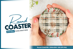 Festive plaid christmas round coaster png design Product Image 1
