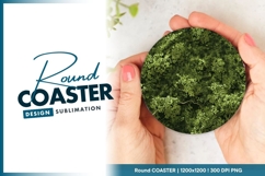 Green Foliage and Branches in a Circular Round Coaster Png Product Image 1