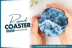 Blue Ocean Wave Texture in a Round Coaster Png Design Product Image 1