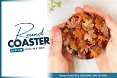 Autumn Maple Leaves in a Circular Round Coaster Png Product Image 1