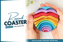 Colorful rainbow layered paper art round coaster Product Image 1