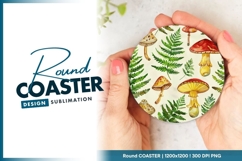 Round Coaster with Watercolor Mushrooms Round Coaster Png Product Image 1