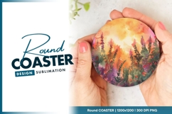 Watercolor Round Coaster Design Product Image 1