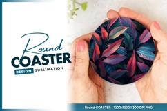 Colorful Leaf Pattern Held in Hand Round Coaster Design Product Image 1