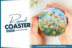 Watercolor floral Round Coaster PNG Product Image 1