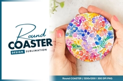 Hand Holding Floral Round Coaster Design Sublimation Product Image 1