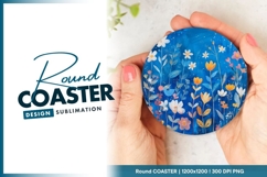 Blue Round Coaster with Floral Design Product Image 1