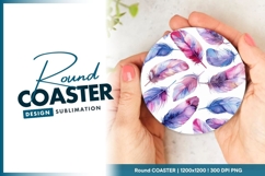 Watercolor Round Coaster with Moon Daisies PNG Product Image 1