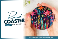 Owl Illustration Held in Hands Round Coaster Design Product Image 1