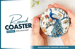 Mushroom House Illustration Held Round Coaster Design Product Image 1
