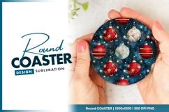 Christmas ornaments watercolor seamless round coaster png Product Image 1