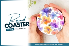 Hand holding floral Round Coaster Png design Product Image 1
