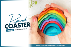 Colorful paper cut layers abstract round coaster Product Image 1