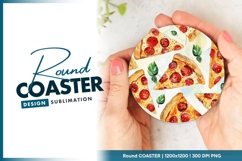 Pizza Slice Design Held by Hands Round Coaster Png Product Image 1
