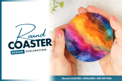 Colorful abstract watercolor painting round coaster png Product Image 1