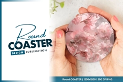 Delicate pink blossoms floral round coaster png Product Image 1