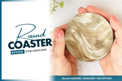 Flowing creamy fabric round coaster png Product Image 1