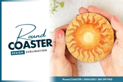 Abstract sun illustration round coaster png Product Image 1