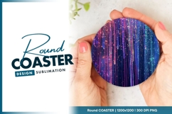 Abstract glowing strings festive celebration round coaster Product Image 1