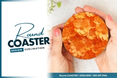 Orange flower background petals illustration round coaster Product Image 1