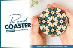 Distressed geometric moroccan tile seamless round coaster Product Image 1