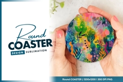 Colorful abstract botanical garden round coaster Product Image 1