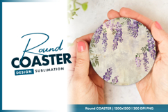 Wisteria floral background for round coaster png Product Image 1