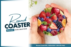 Vibrant watercolor fruit medley round coaster png Product Image 1