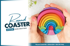 Colorful rainbow paper art round coaster png Product Image 1