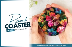Vibrant floral pattern round coaster png design Product Image 1