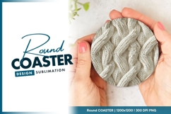 Cream cable knit round coaster png texture Product Image 1