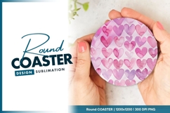 Watercolor heart pattern background for round coaster design Product Image 1