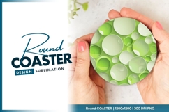 Green tones circle pattern round coaster png Product Image 1