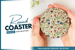 Floral pattern with colorful flowers and round coaster Product Image 1