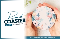 Pastel floral illustration for round coaster png Product Image 1