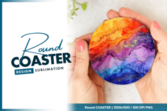 Colorful alcohol ink abstract art background round coaster Product Image 1