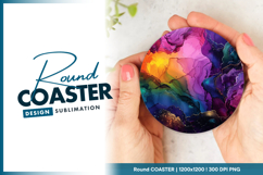 Colorful abstract alcohol ink background round coaster png Product Image 1