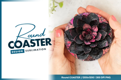 Dark petal abstract art round coaster png Product Image 1