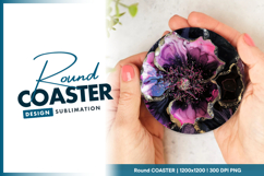 Abstract flower with gold edge round coaster Product Image 1